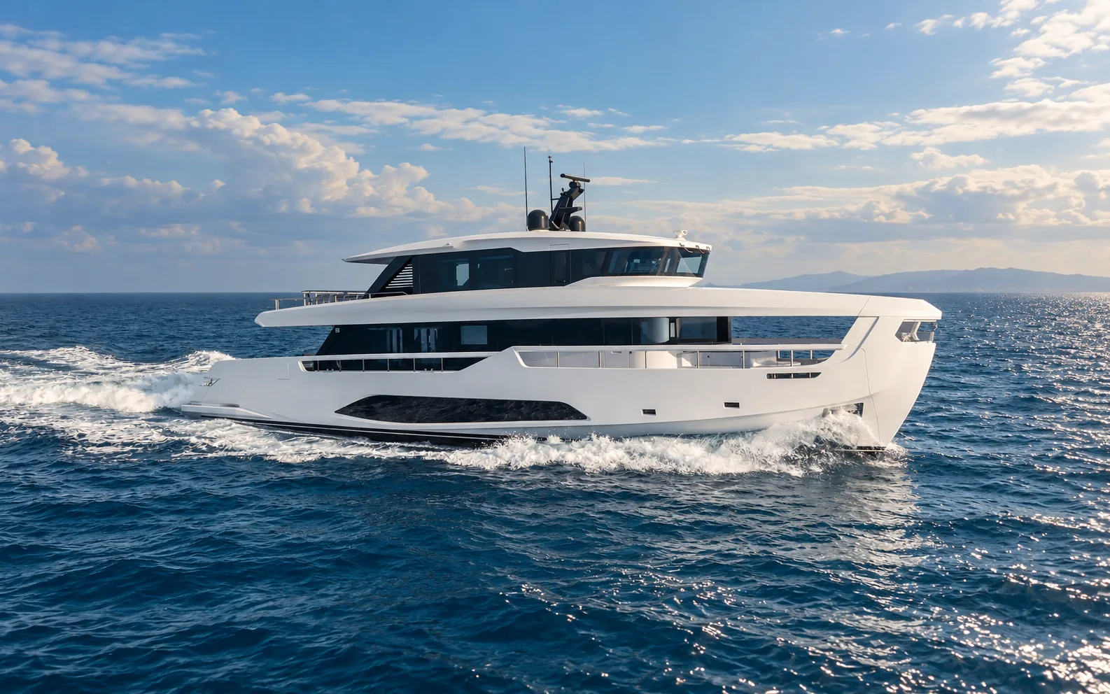 Ferretti INFYNITO 90 under way along the coast