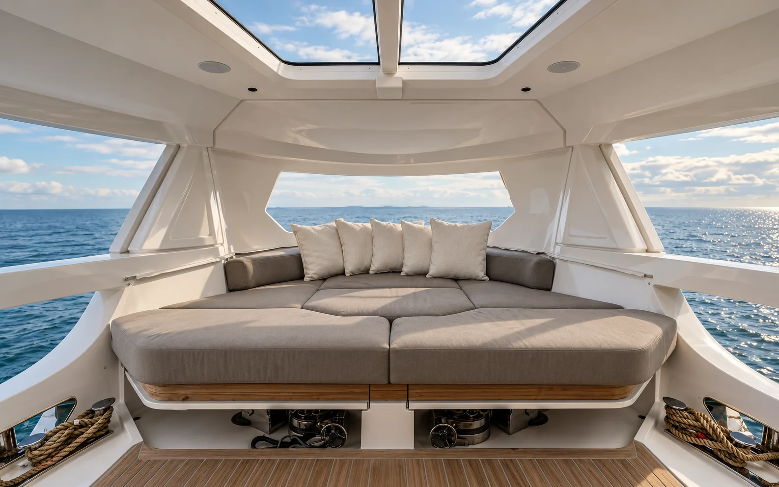 The All-Season Terrace, its day bed under the glazed roof