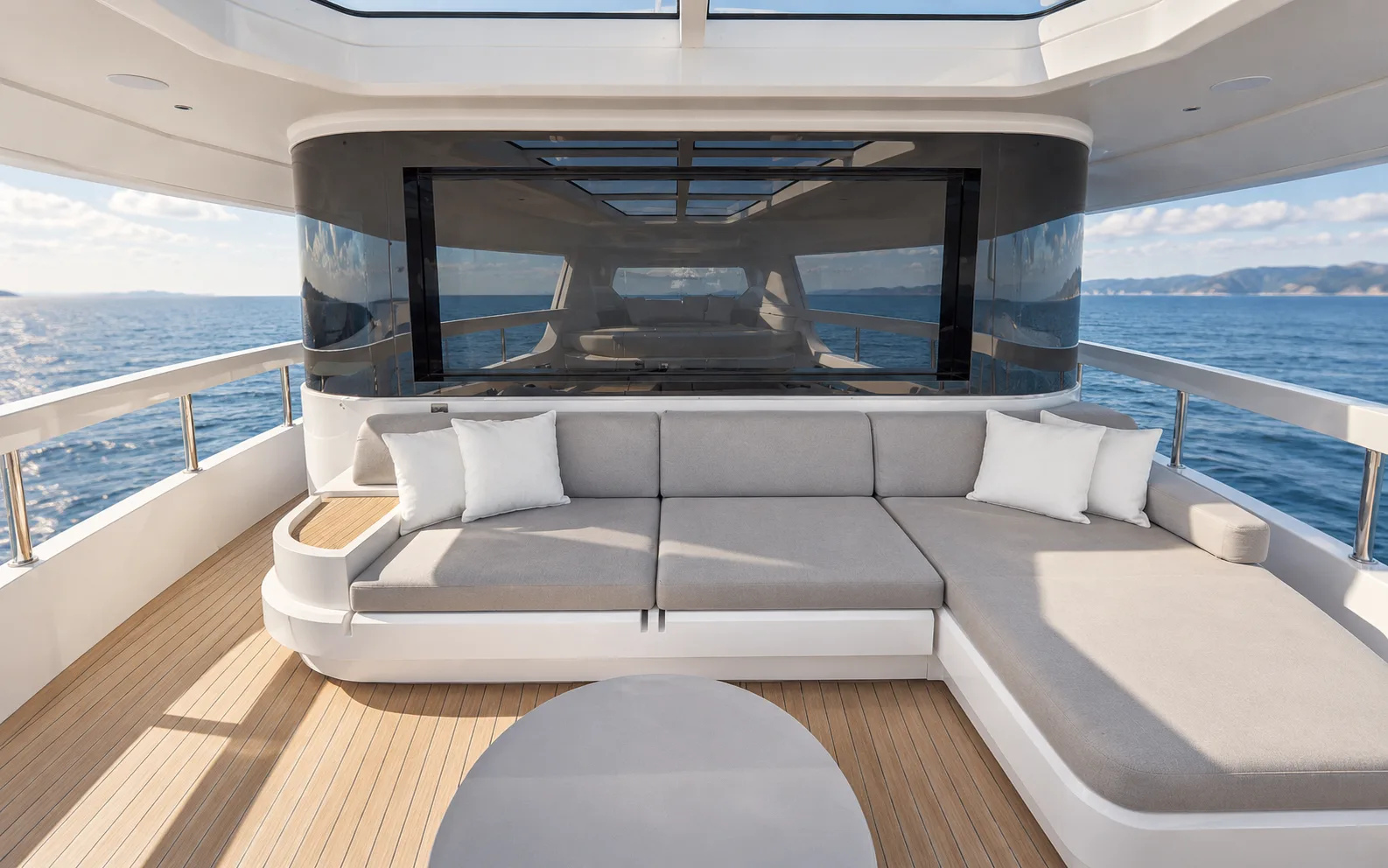 Lounge seating on the All-Season Terrace, open to the sea