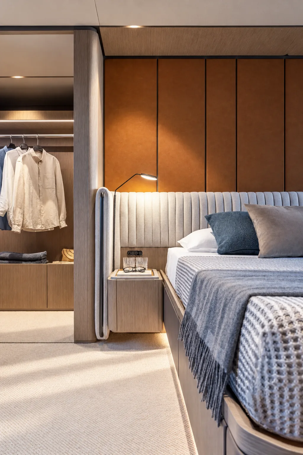 Cabin bed with the wardrobe beyond