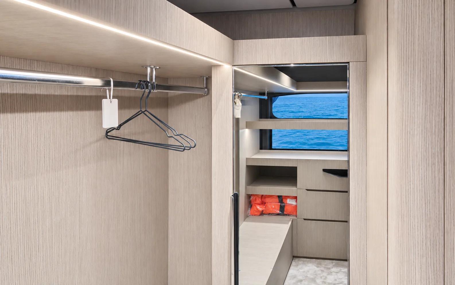 Walk-in wardrobe with a hanging rail