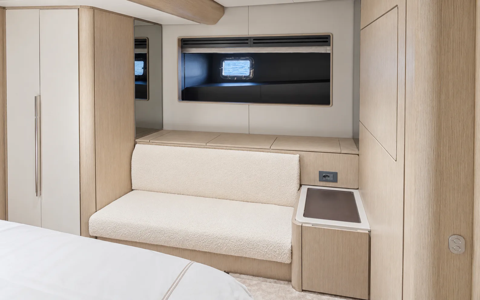 Cabin sofa beneath a window