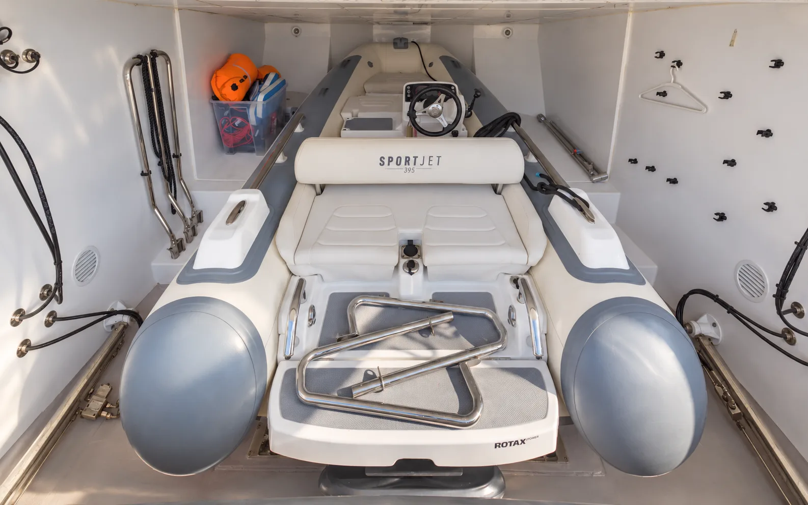 The tender in its garage